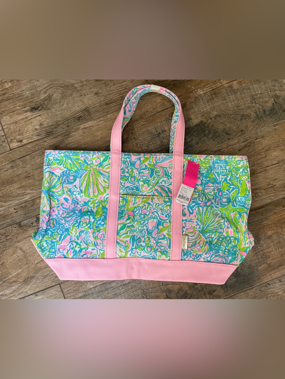 Lilly Pulitzer Blue, Pink & Green Paisley Canvas Mercato Tote Ocean Reef Club
